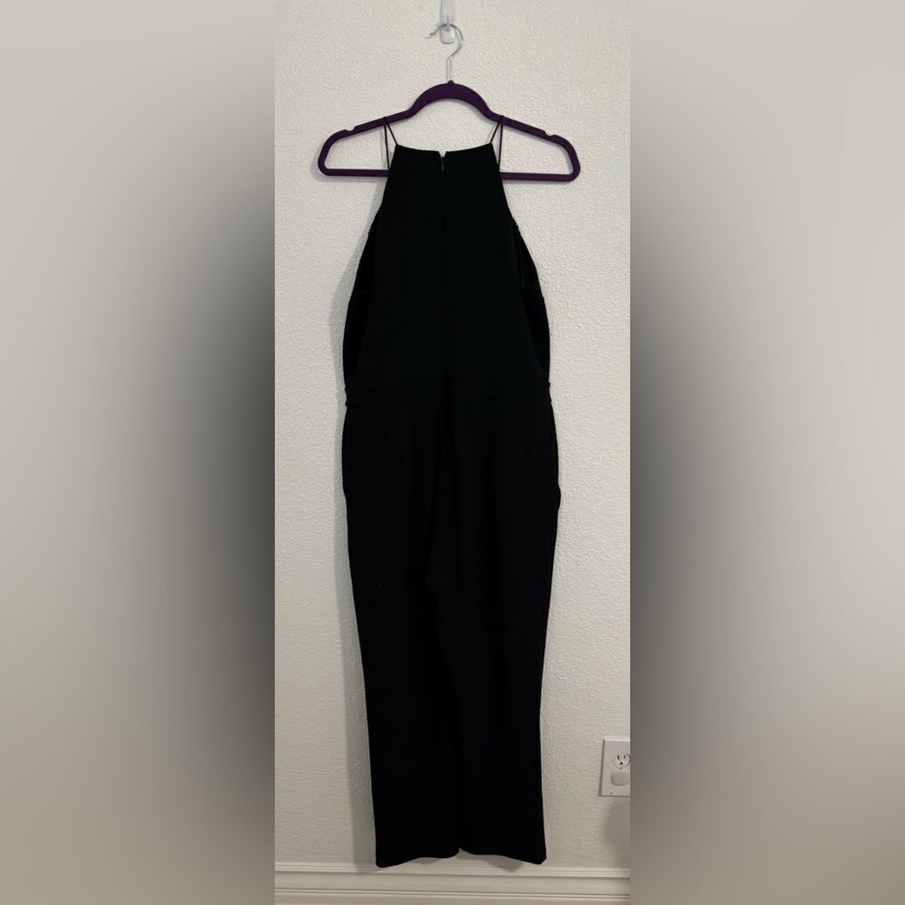 Express- black cropped lace-up lace romper- Size large